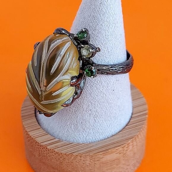 Natural Not Enhanced Lemon Quartz Ring 925 Sterling Silver Size 8.5 - Picture 4 of 10